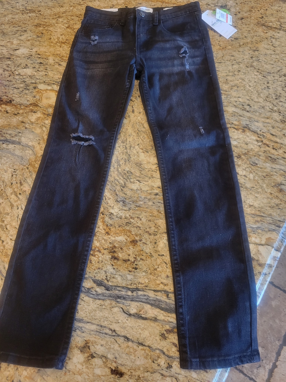 Ring Of Fire Sustainable Demin Black Distressed Skinny Jeans